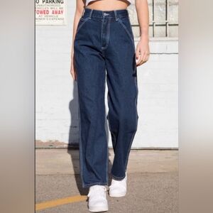 Brandy Melville Talia dark wash jeans High Waist Cargo Pocket Loose Small J.Galt